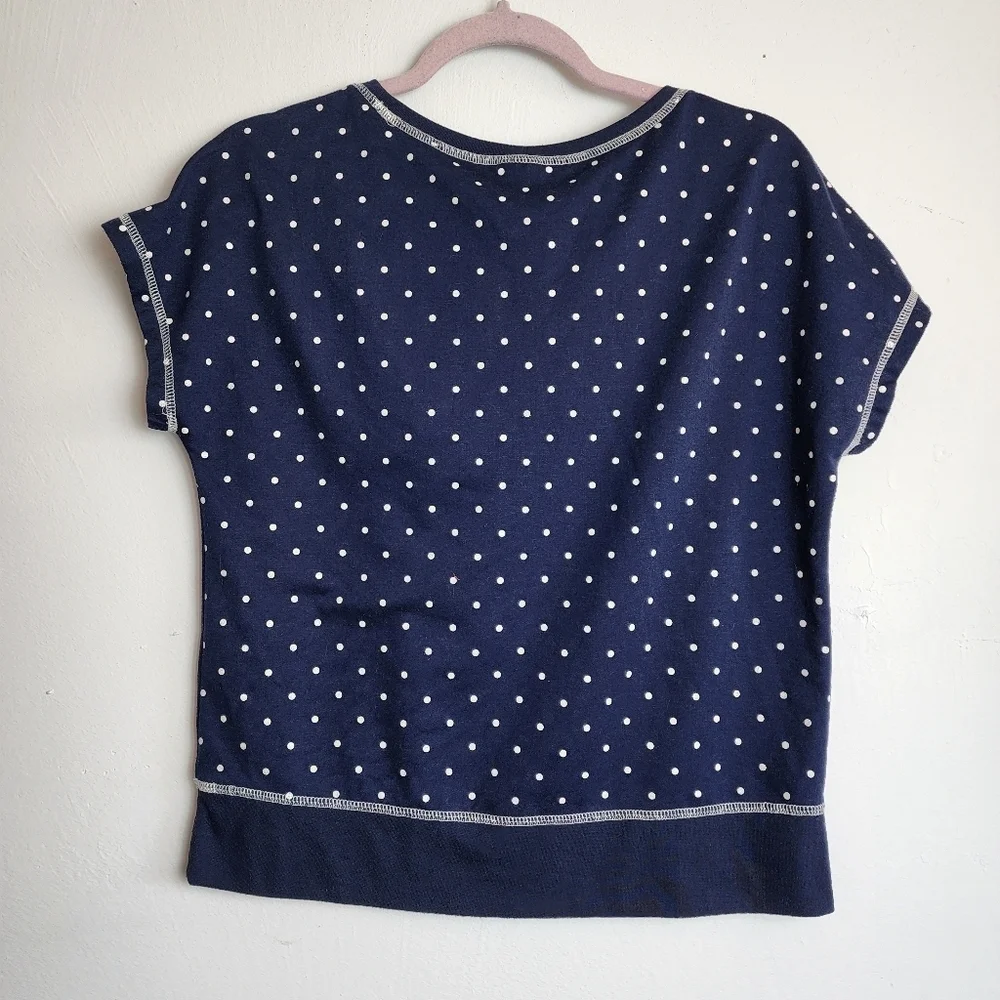 Jenni Intamates Sleepware Blue Short Sleeve Polka Dot Top Size S